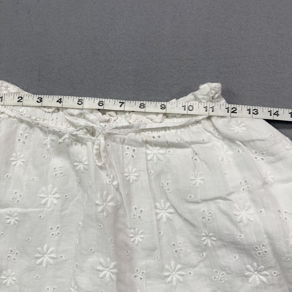 Aerie White Eyelet Floral Mini Skirt XS Cotton Ruffle Elastic Waist Boho Summer - Picture 5 of 7